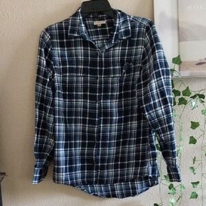 Men's Northcrest Blue/White/Mint Casual Button Down Shirt - Small (100% Cotton)